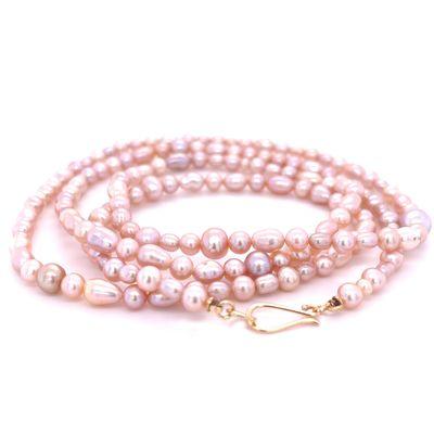 Pinky Peachy pearl strand necklace