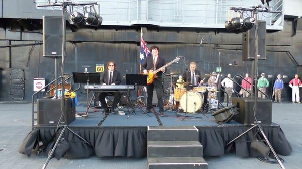 Aboard the USS Midway Aircraft Carrier for Australian Universities Gala, with Bill Keis on piano