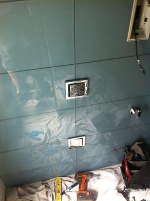 High Tech Teal Bathroom Remodel