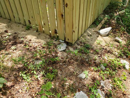 Concrete behind neighbor's property.