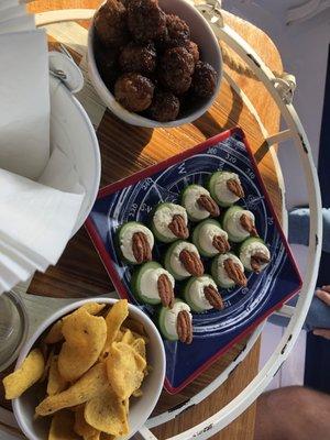 Appetizers including Luc's amazing meatballs