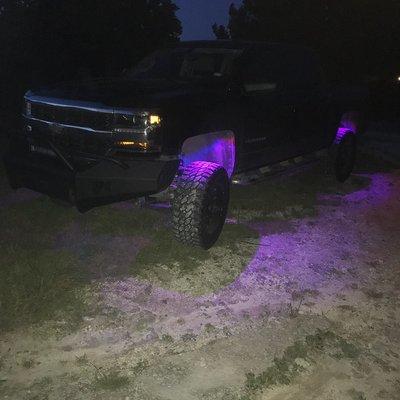 2017 Chevy Silverado Front and Rear Fab Four Bumper install with RGB LED Rock light kit.