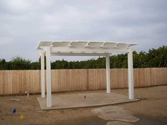 Aluminum Patio cover, custom concrete and hardscape