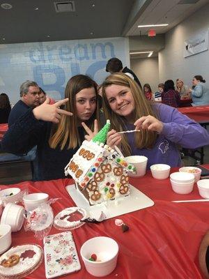 My daughter and her friend at the gingerbread event