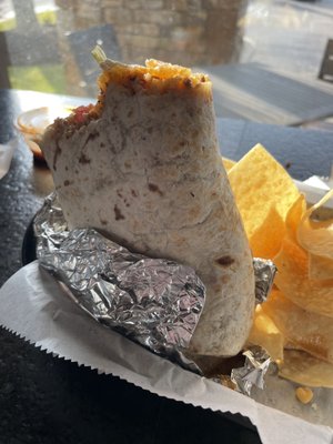 Steak Burrito with rice and other goodie's