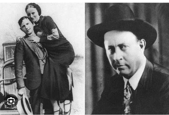 This is Bonnie and Clyde in the first oicture and Frank Hamer in the second.