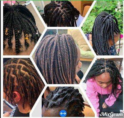 Box Braids $200 with hair included. Twists - $85 Dreads  or Retwist - $120 Cornrolls - $75