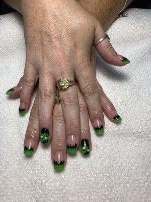 Frankenstein Halloween Nails