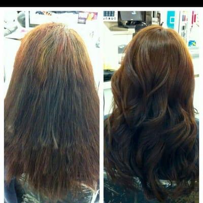 Before and after Kerastraight Smoothing Treatment.