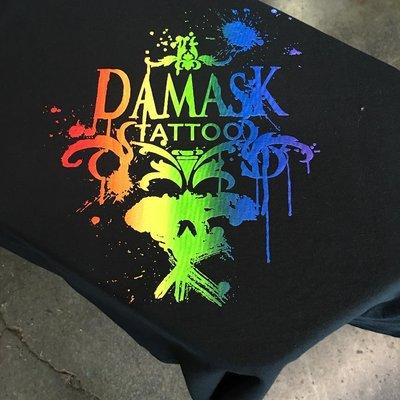 Rainbow Screen Printed Effect for Damask Tattoo