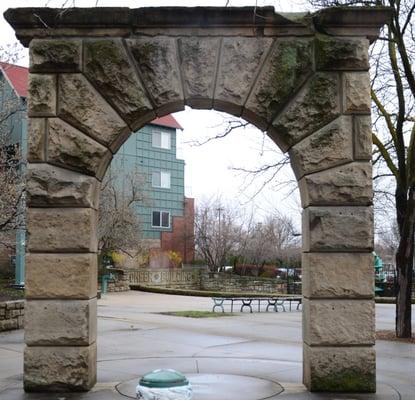 Stone arch that came from the Bush Building, located where Boise city hall is now situated.