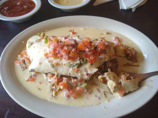 Lunch burrito with carnitas...yum!