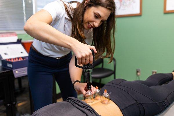 Cupping to help promote healing.