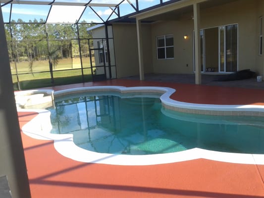 pool deck area and rear of house