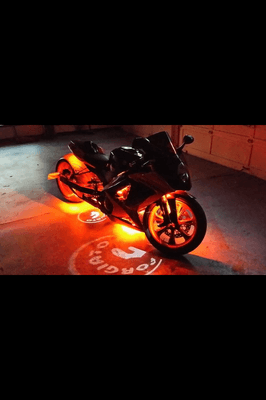 Motorcycle LED Lighting kit with LED emblem projectors.