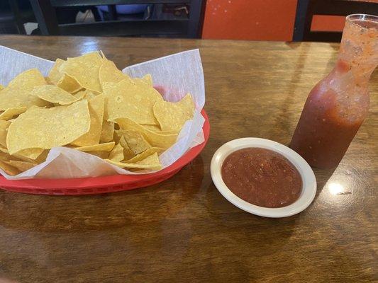 Complimentary chips and salsa