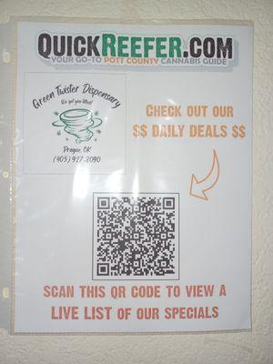 Live menu QR code