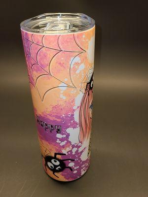 Custom made tumbler 
showing 3 images of same one so you can see around it