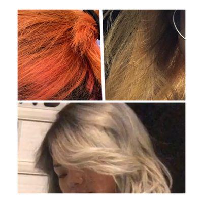 Highlighter orange pink to #2 pencil yellow to silvery blonde!  Wow!