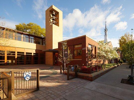 A Spring view of the Thomas E. Golden Jr. Center -- Saint Thomas More Chapel at Yale