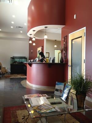 The receptionist's desk and waiting area.