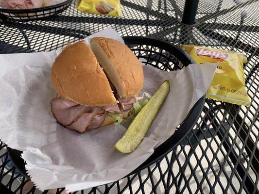 Roast Beef on kaiser roll.