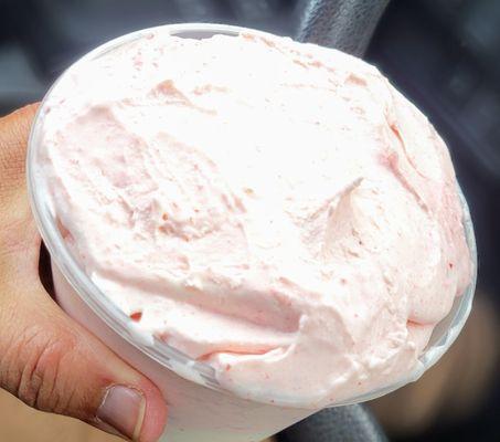 Strawberry Frozen Yogurt,  container overflowing