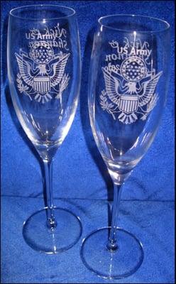 US Army Engraved Champagne Toasting Glasses