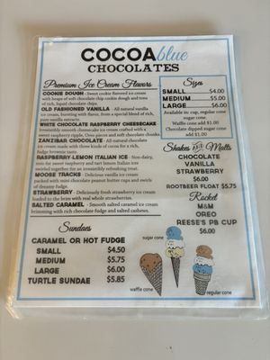 Summer ice cream menu