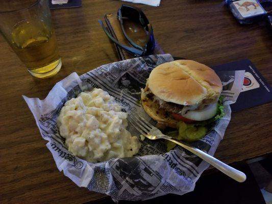 Mushroom and swiss with potato salad