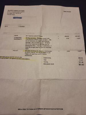 This is the original receipt and proof of purchase!