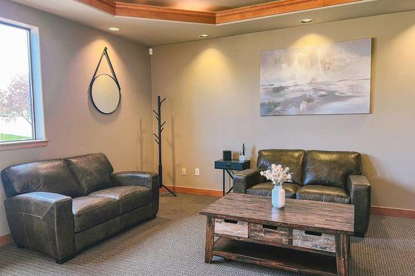 Spacious, comfortable, well-lit waiting area at Cascade Dental Care - Valley