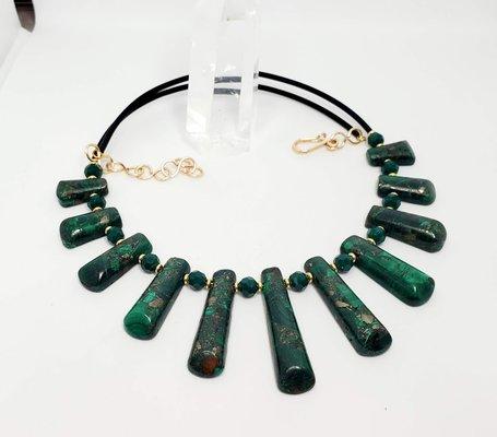 Malachite Memory Wire Adjustable Necklace