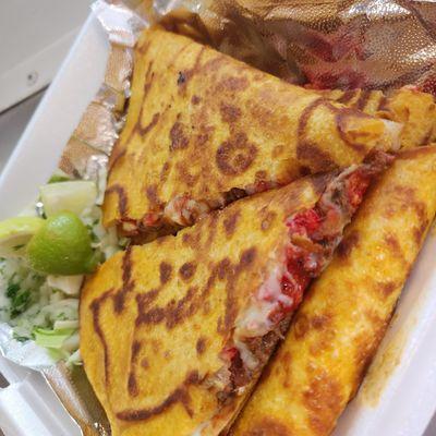 Birria quesadilla with hot cheetos