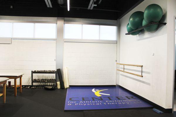 Floor mat available for any floor exercises necessary during the rehabilitation process.