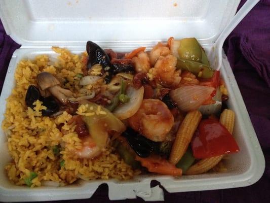 Garlic Shrimp with Added Cashew Nuts with Fried Rice!