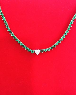 Heart shaped tennis necklace