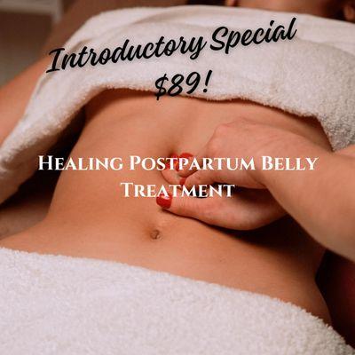 Improve your postpartum healing!  This treatment provides hands on techniques to help heal the abdominal wall.