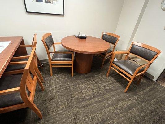 Refinishing and Reupholstery of guest chairs for a Nurse Manager's Office.