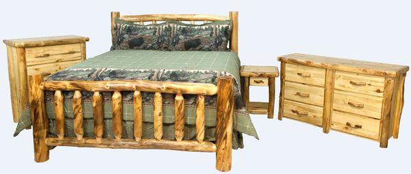 4 Piece Natural Aspen Log Bedroom Set