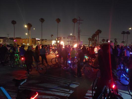 Fire dancers at end-of-bikepath (54th Place & Ocean)