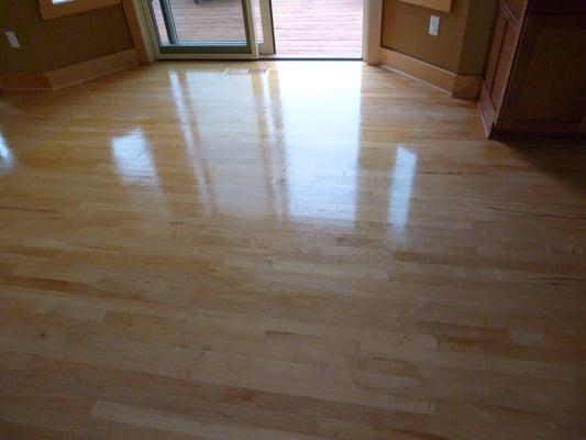 Freshly restored hard wood floor.