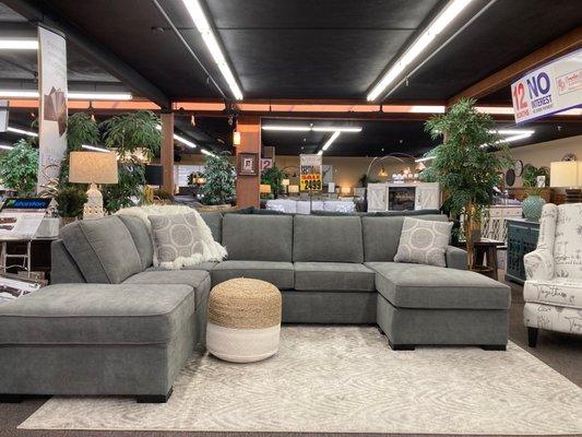 This grey sectional was fantastic. We browsed through all the fabrics available and are considering a couple options.