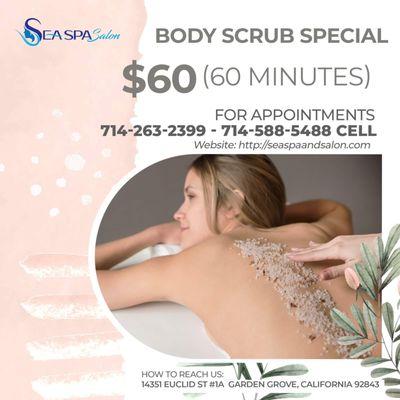 Body scrub special $60