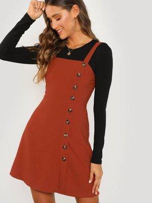 Tortoise Button Overall Dress