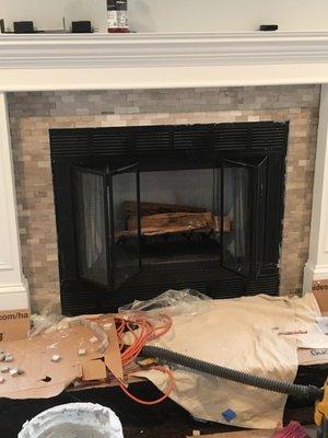 Tile fireplace