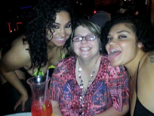 My wife with 2 of the dancers from the club