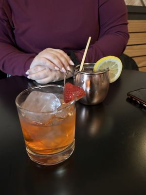 strawnanna cocktail and a seasonal mule