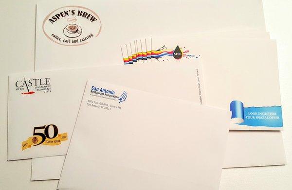 We do Envelopes - Full Color, small and large. Many options. Competitively priced! Quick turnaround!