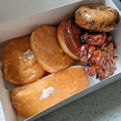 Cream Filled Donut + Boston Cream Donut + Blueberry Cake Donut + Apple Fritter + Long John